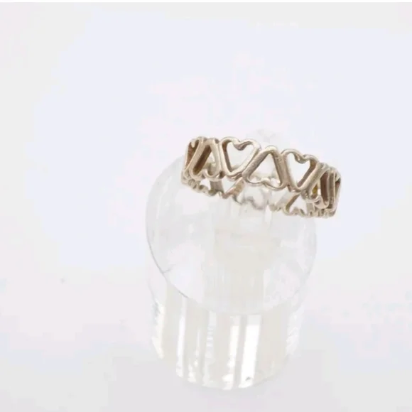 Vintage Sterling Silver 925 Heart Ring Band Size 7 - Picture 5 of 8